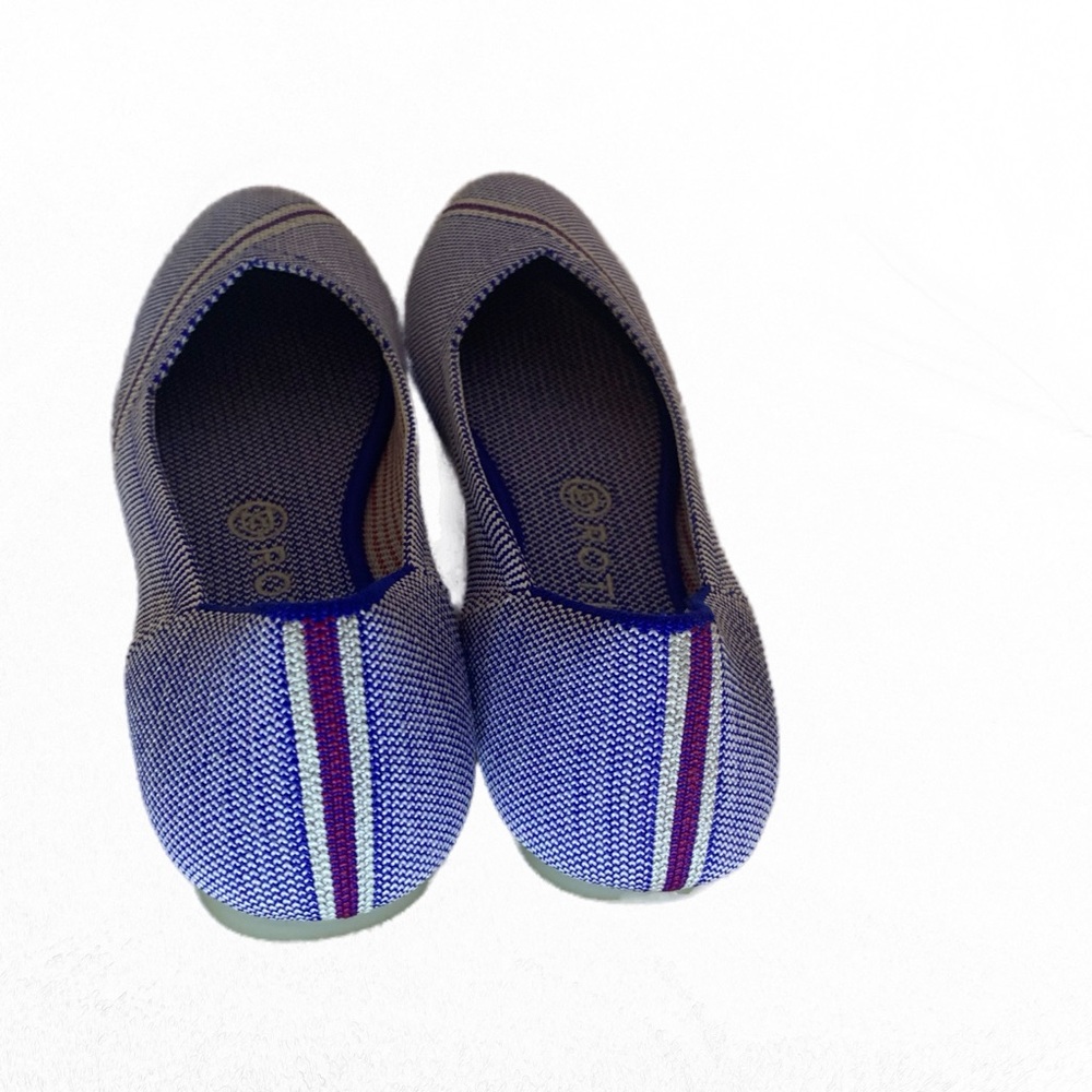Rothy’s The Flat Round Toe Rare Blue With Reflective Stripe Size 8.5 - Picture 3 of 8